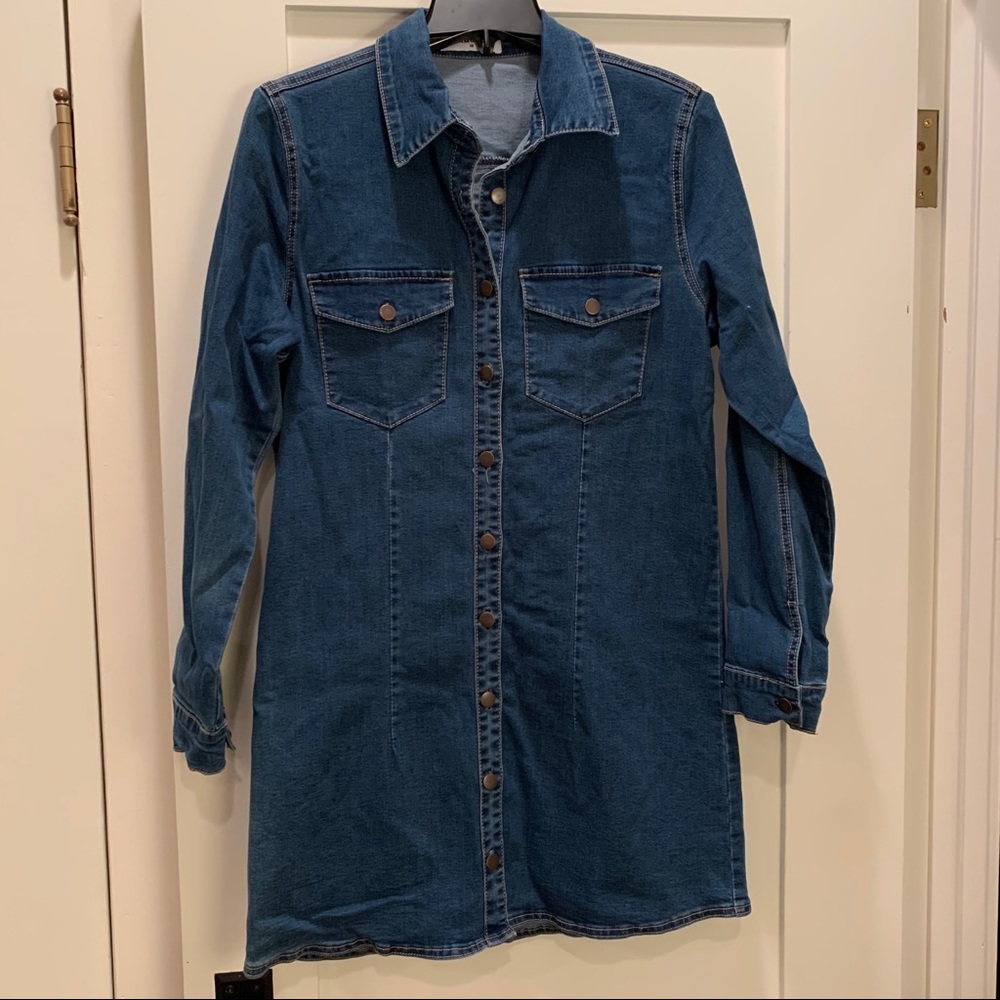 Button Down Denim Shirt Dress